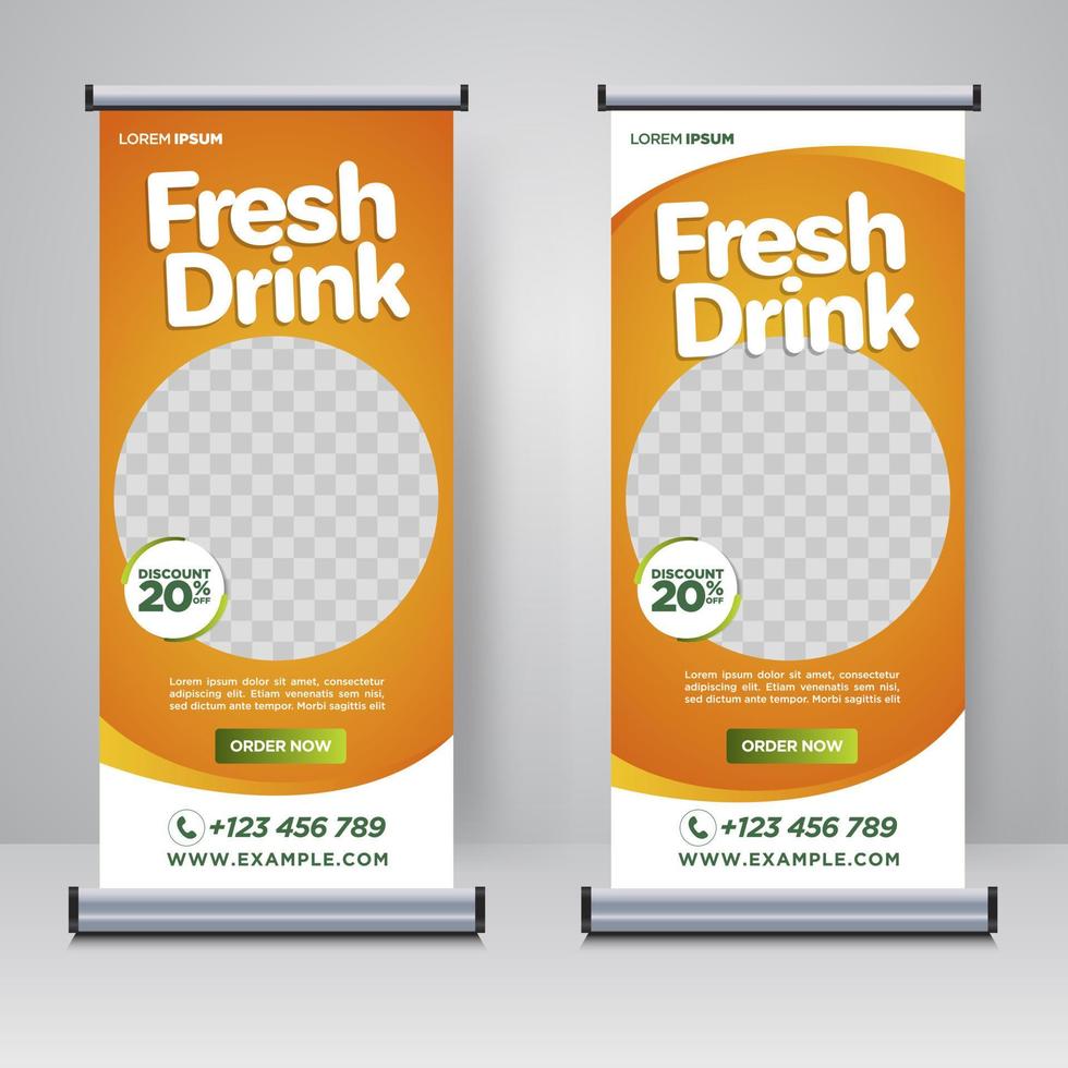 fresh drink rollup or X banner design template vector