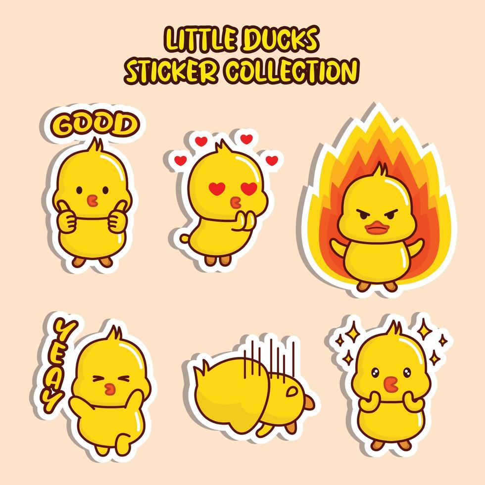 Set of social media emoji little duck sticker collection animal emoticon vector