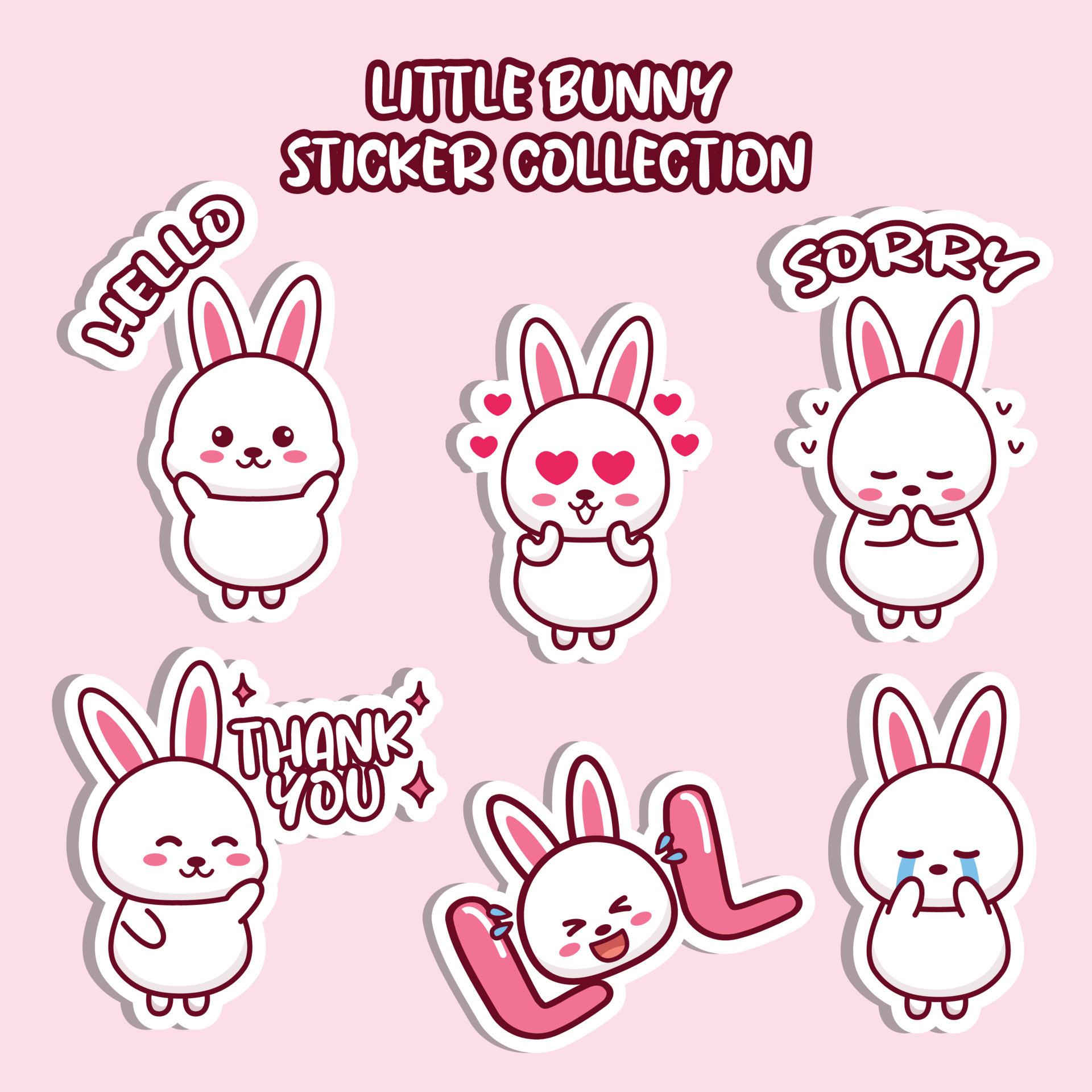 Kawaii Stickers Transparent Bear Rabbit Sticker Set for Water Bottle