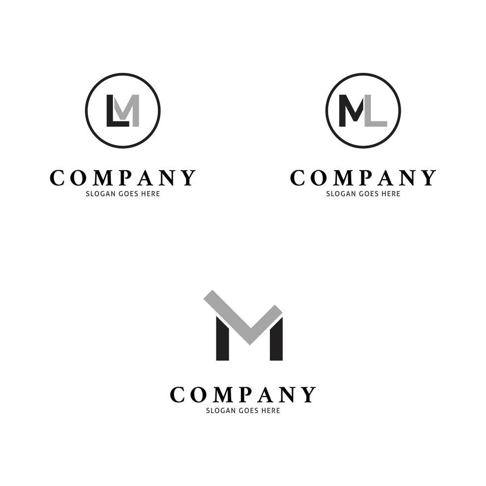 Set of Initial Letter ML Icon Vector Logo Template Illustration Design
