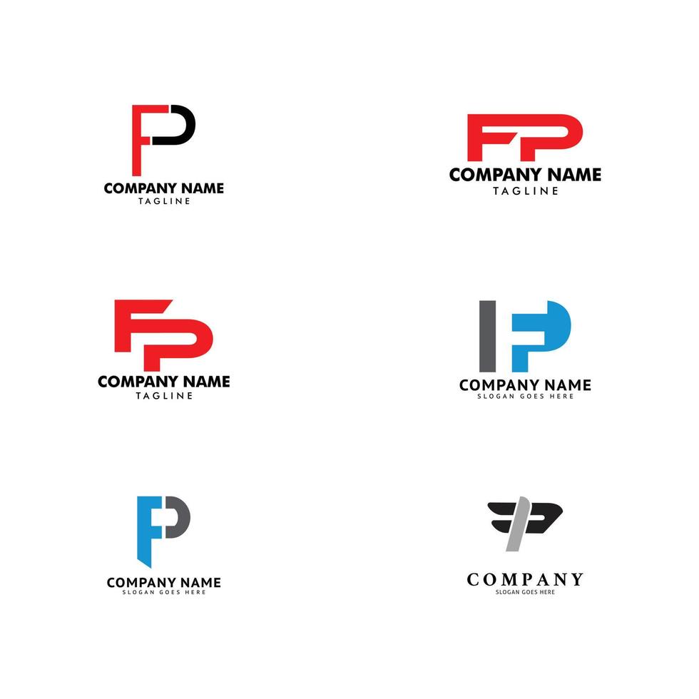 Set of Initial Letter FP Logo Template Design vector