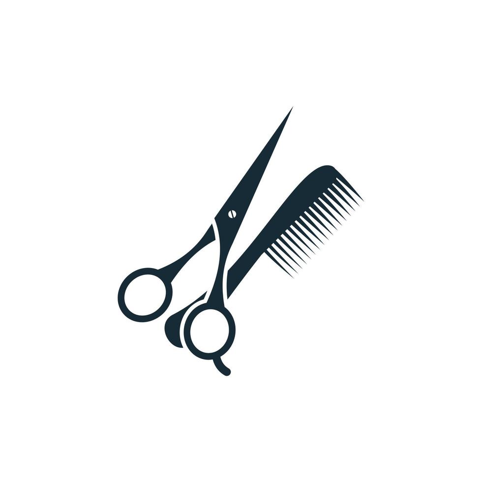 elementos de plantilla de diseño de icono de barbería de tijera y peine vector