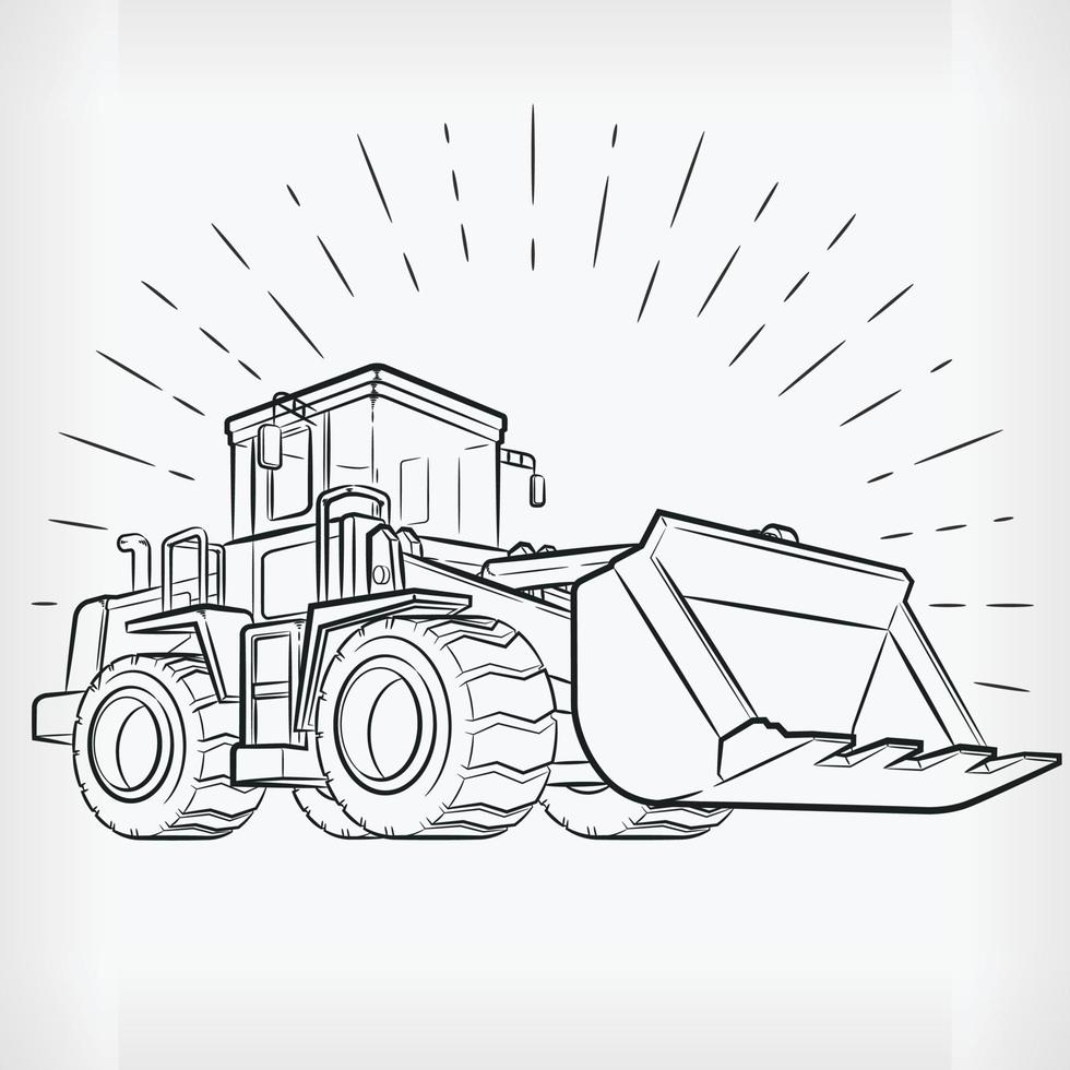 Bulldozer Doodle Construction Machine Handdrawing Sketch Heavy Machine vector