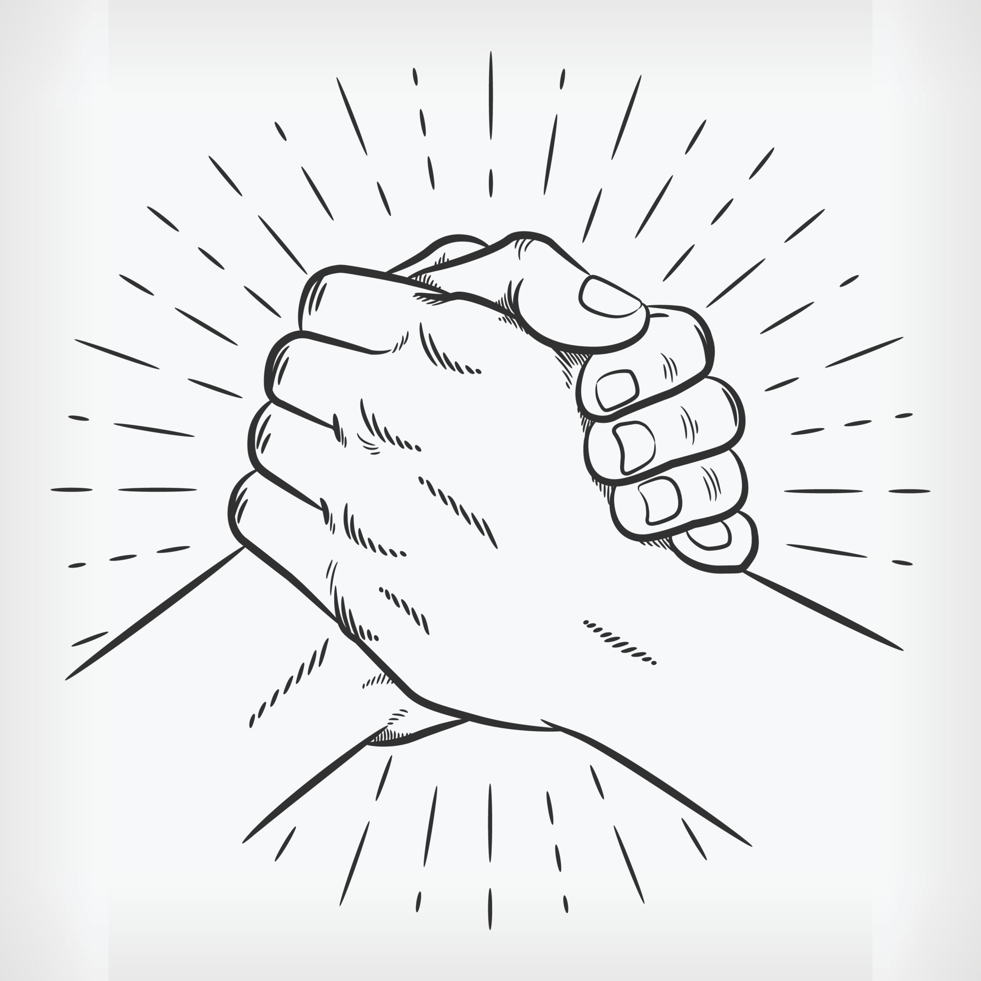 Doodle Urban Soul Handshake Handdrawing Sketch Thumb Clasp Vector