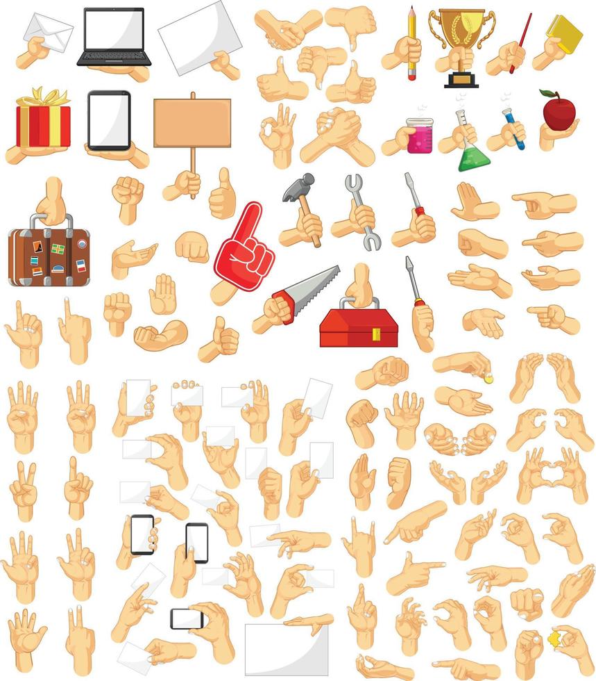 Hand Signs in Various Poses Collection vector