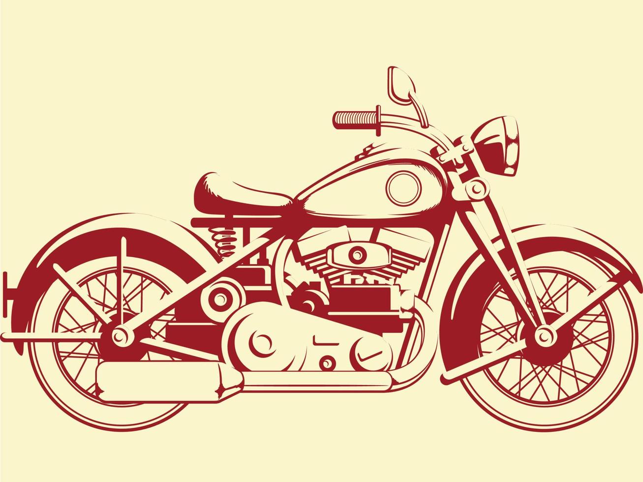 Silhouette Vintage Biker Motorcycle Profile View Old Rider Vector