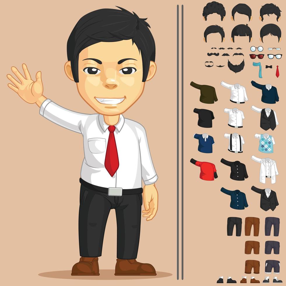 vector de personaje de mascota personalizable de trabajador de oficina