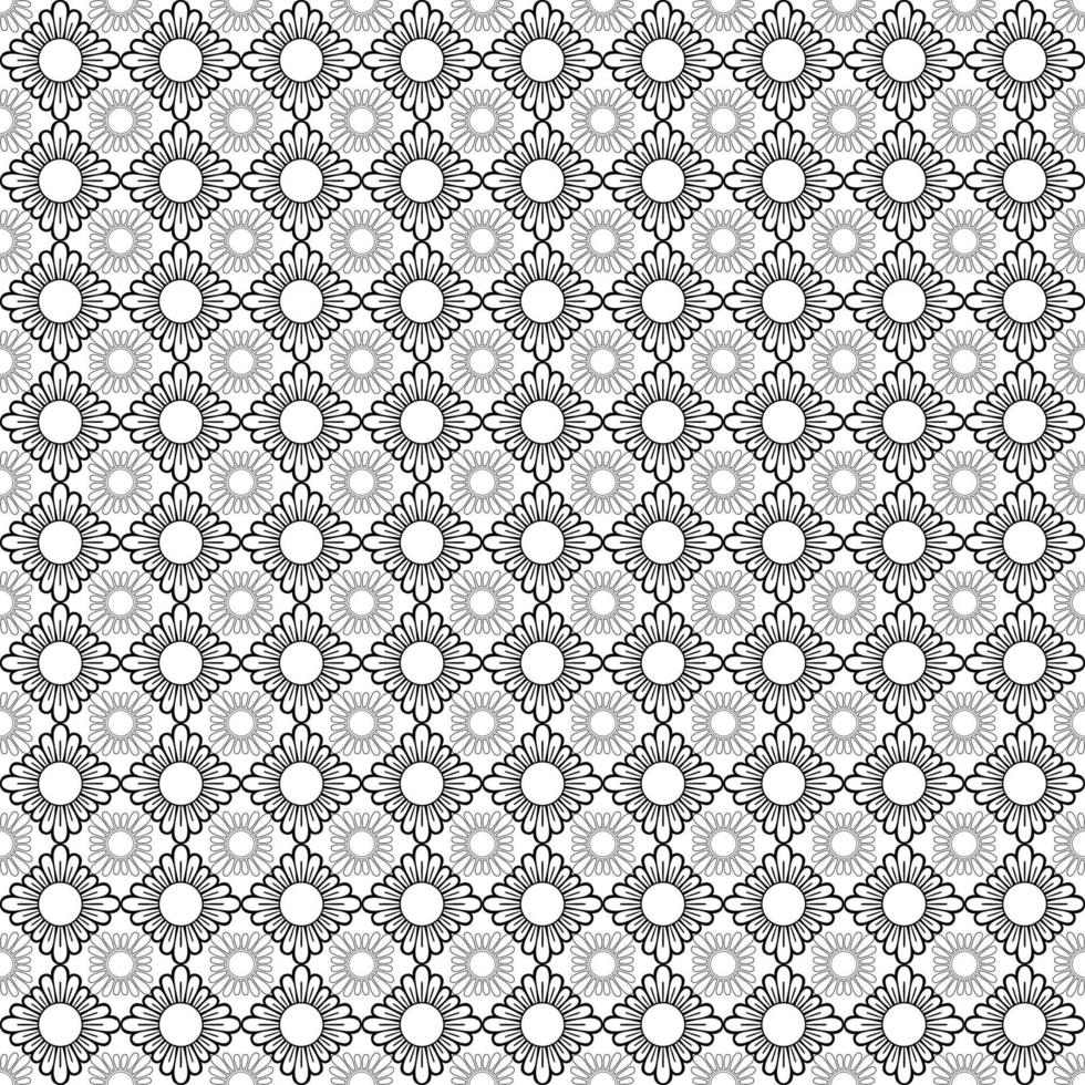 Mandala flower geometric black and white pattern. Seamless vector background vector in illustration