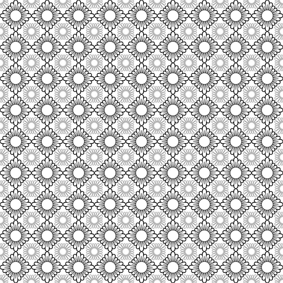 Mandala flower geometric black and white pattern. Seamless vector background vector in illustration