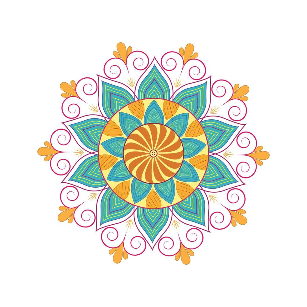 Colorful abstract mandala flower isolated on white background. Vector illustration.