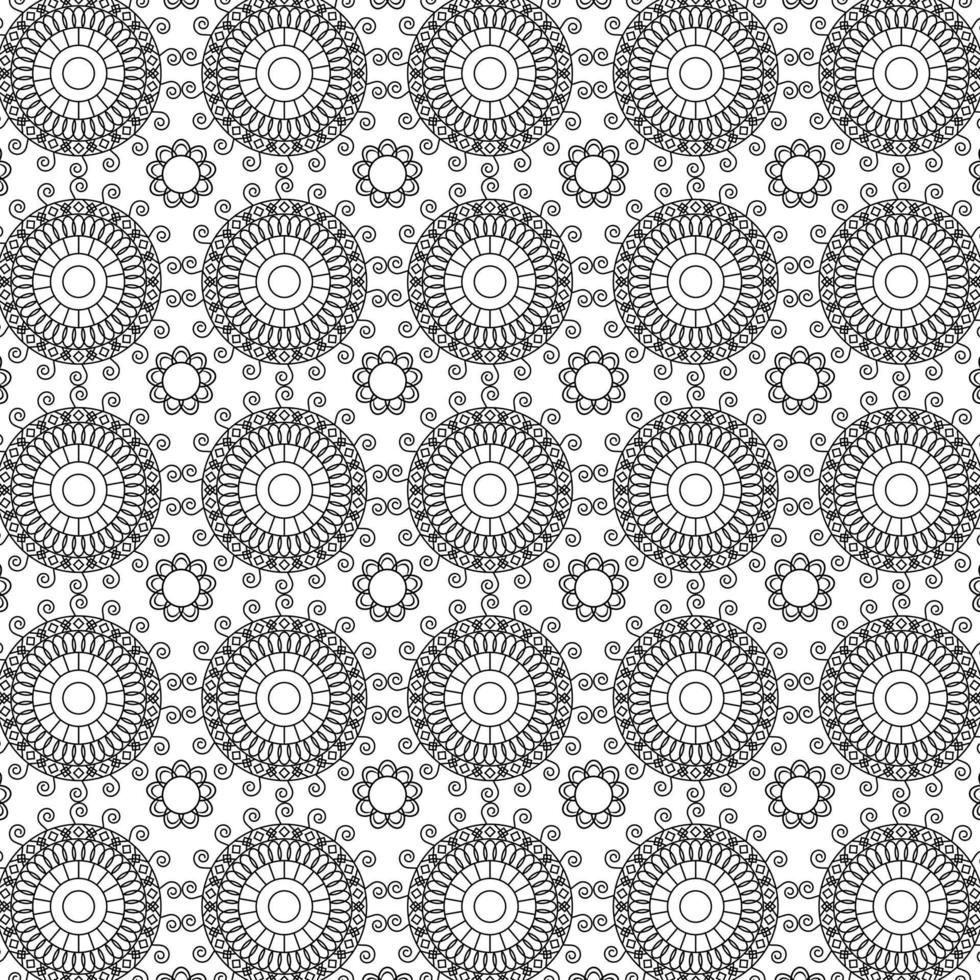 adorno moderno con elementos negros, blancos y grises. vector de patrón de mandala geométrico en la ilustración
