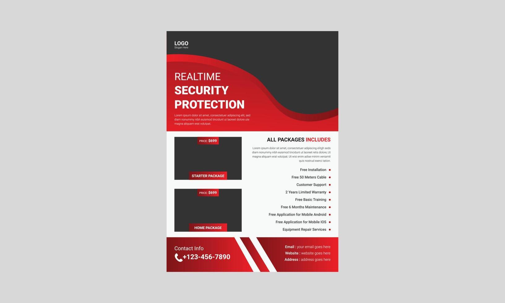 Realtime security system protection flyer, Trusted security poster leaflet template design, a4, vector, cover, poster, print-ready vector