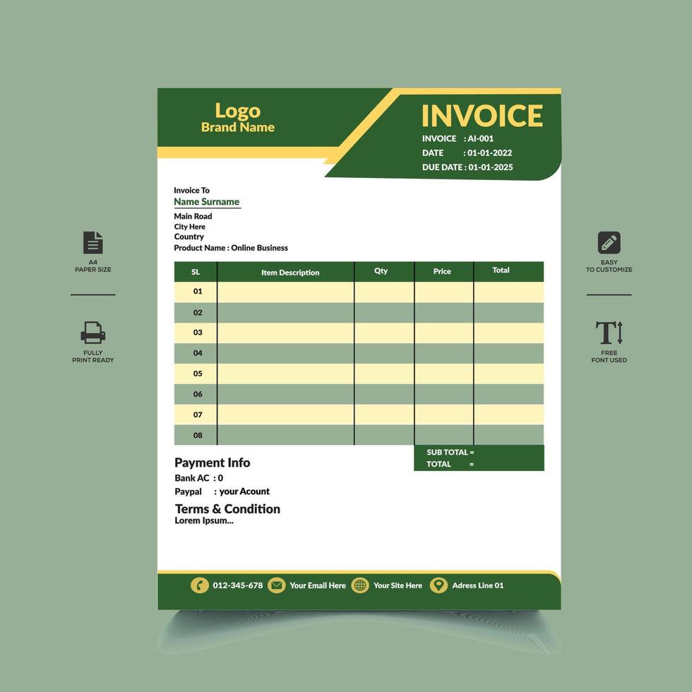 Creative And Minimal Invoice Template Design vector