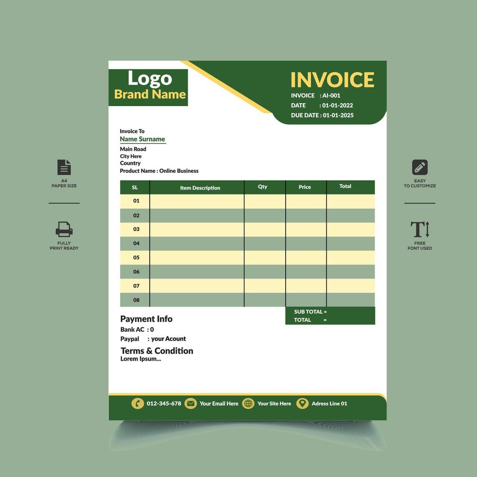 Creative And Unique Invoice Template Design. vector