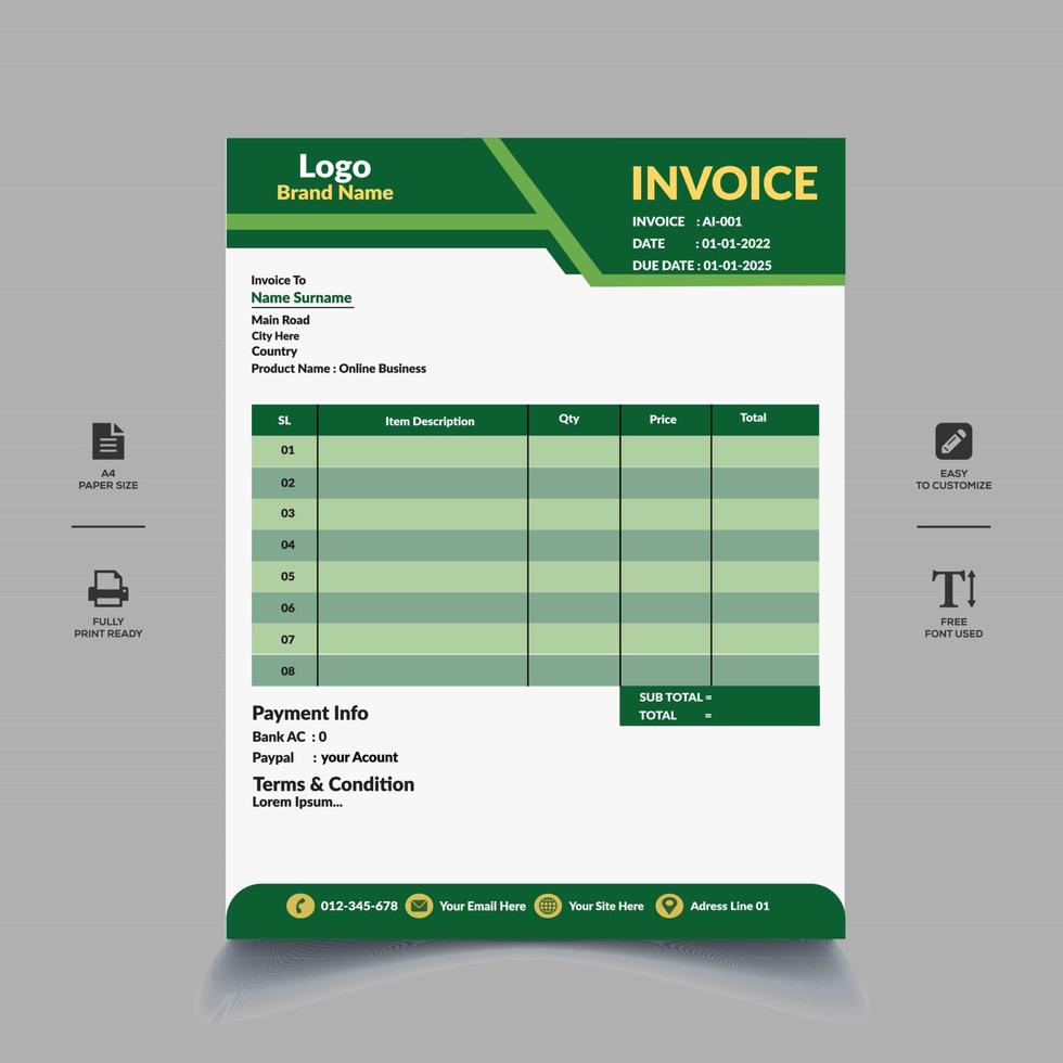 Creative And Stylish Invoice Template Design vector