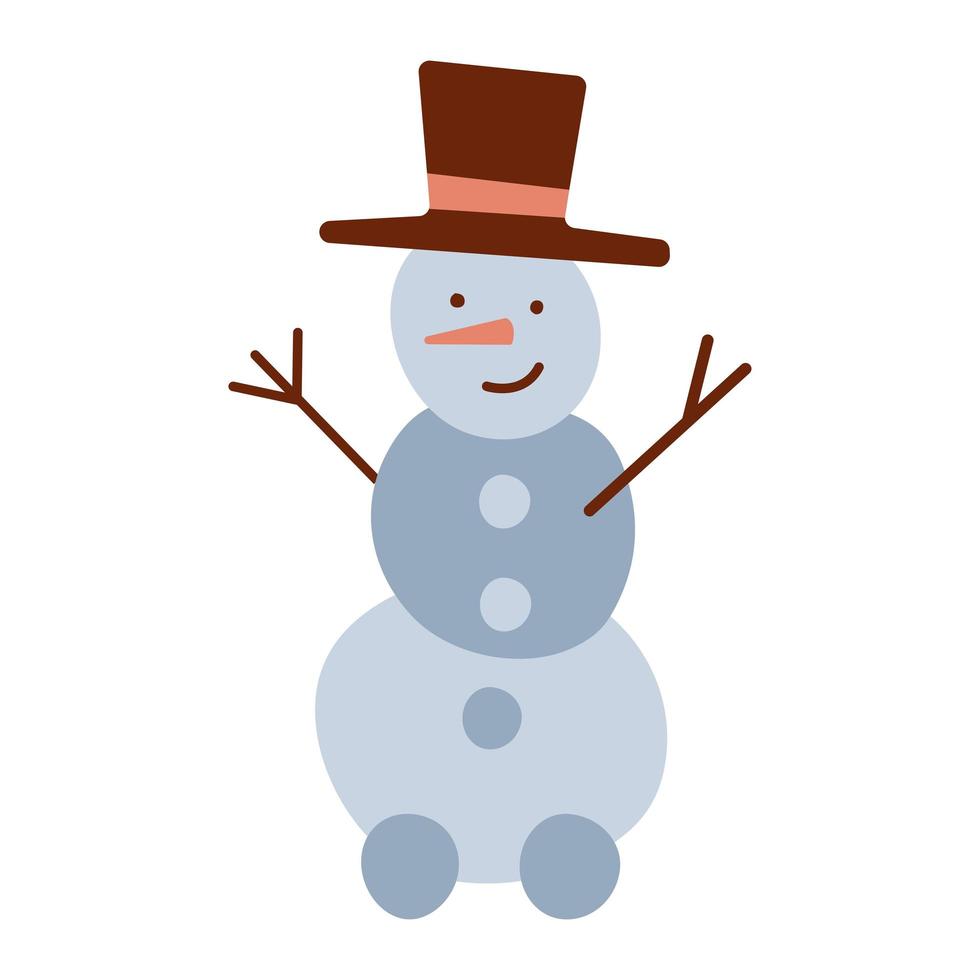 lindo personaje de muñeco de nieve con sombrero retro. elemento aislado a  mano alzada. ilustración plana vectorial. solo 5 colores - fácil de volver  a colorear. 6019827 Vector en Vecteezy