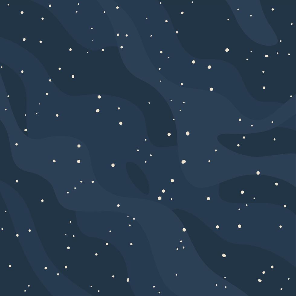 Starry universe background. Dark sky with space stars. Hand drawn flat vector illustration