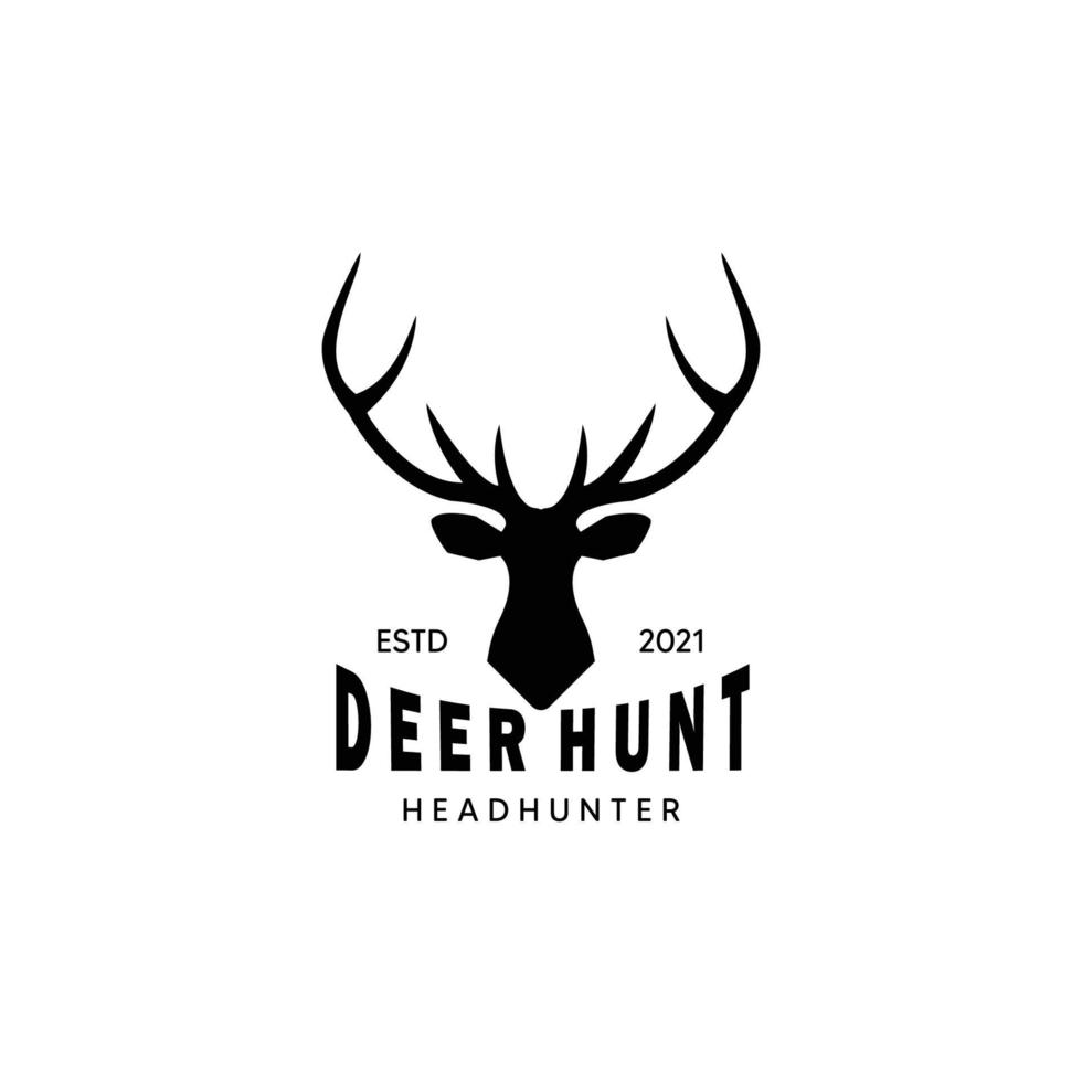 Head Deer Logo Icon Hunter Concept Vector Illustration Design