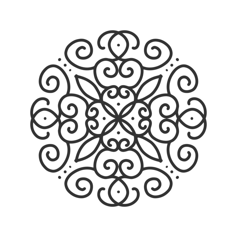 Ornamental round lace. Abstract linear mandala. Isolated Line hand drawn vector illustration.