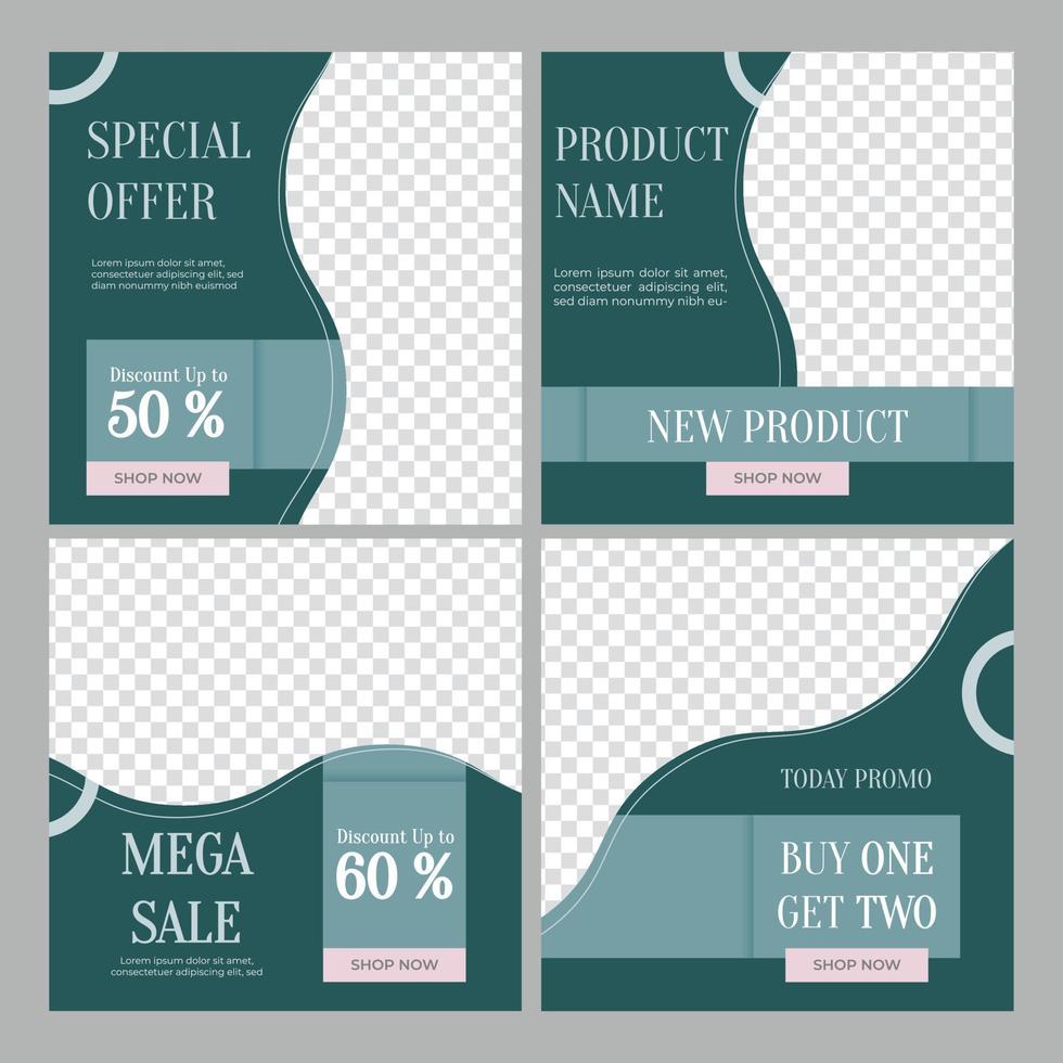 Set of green editable Post Template Social Media Banner. digital banners are suitable for promotions, advertisements, offers, discounts. vector 10 eps