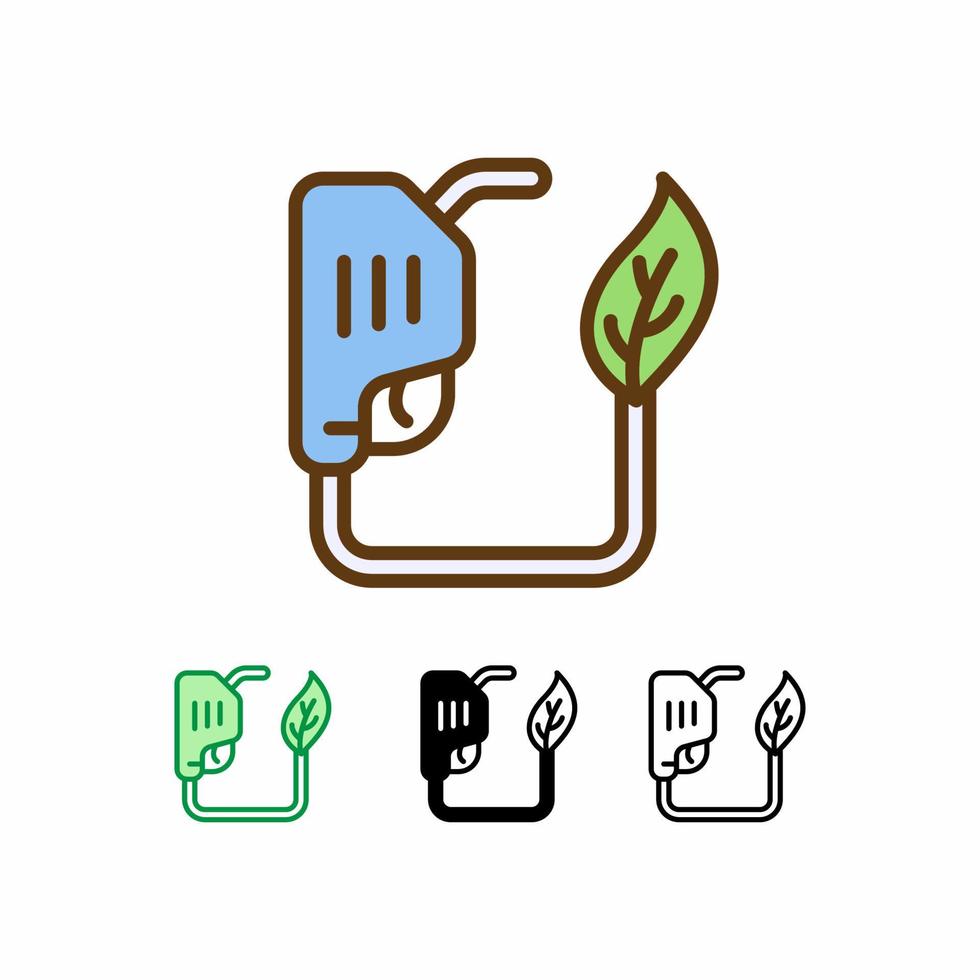 icono de vector de combustible verde aislado sobre fondo blanco. icono de ecología energética. línea rellena, contorno, icono sólido. los signos y símbolos se pueden usar para web, logotipo, aplicación móvil, ui, ux