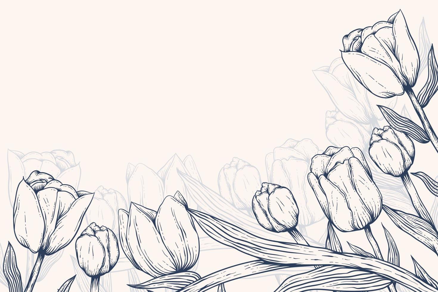 Hand drawn tulip background illustration vector