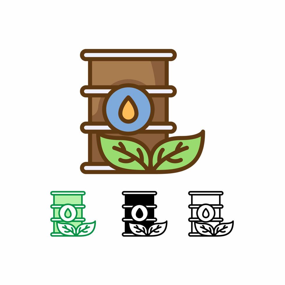 icono de vector de barril de petróleo aislado sobre fondo blanco. icono de la ecología. línea rellena, contorno, icono sólido. los signos y símbolos se pueden usar para web, logotipo, aplicación móvil, ui, ux