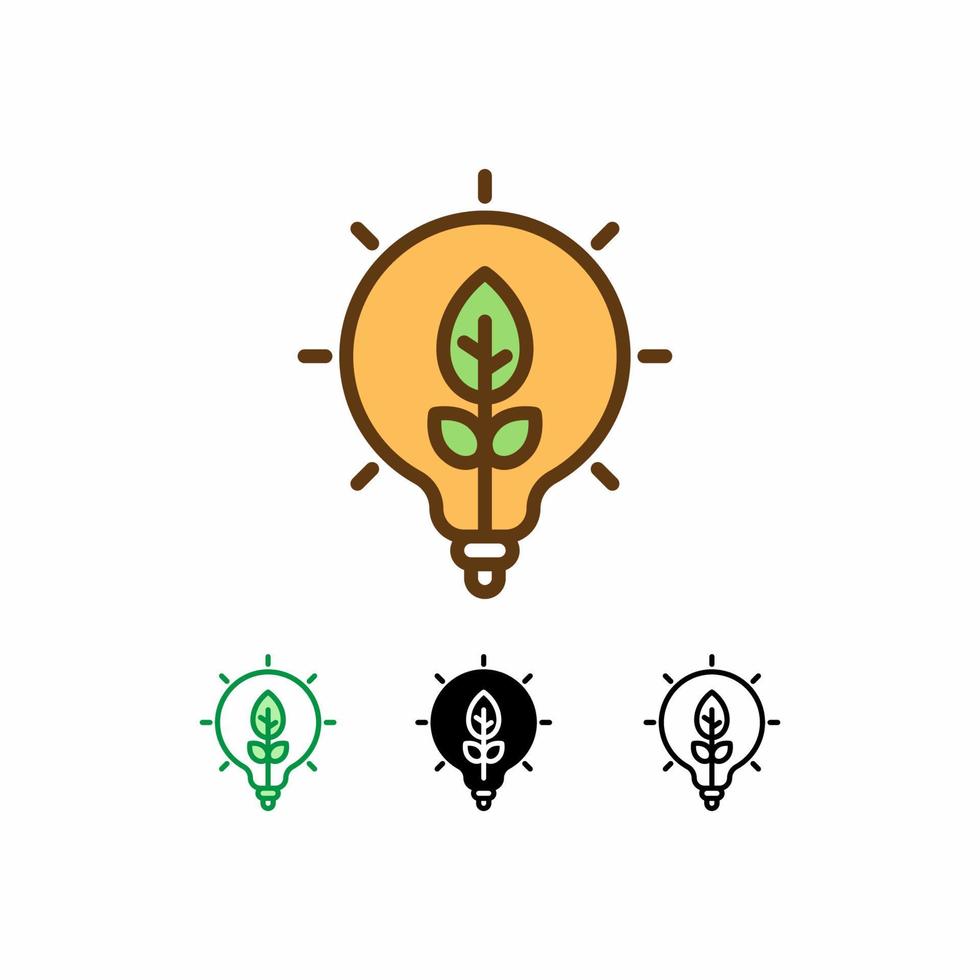 icono de vector de luz ecológica aislado sobre fondo blanco. icono de la ecología. línea rellena, contorno, icono sólido. los signos y símbolos se pueden usar para web, logotipo, aplicación móvil, ui, ux