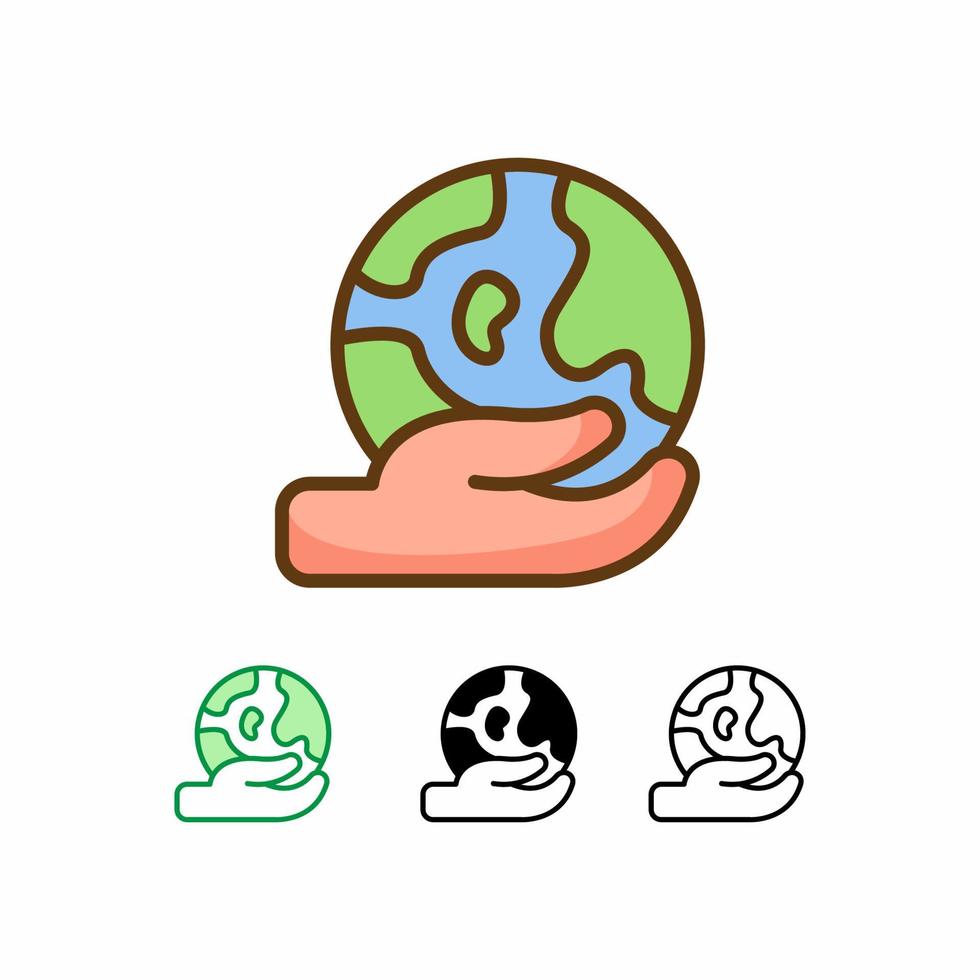 Guardar icono de vector de tierra aislado sobre fondo blanco. icono de la ecología. línea rellena, contorno, icono sólido. los signos y símbolos se pueden usar para web, logotipo, aplicación móvil, ui, ux