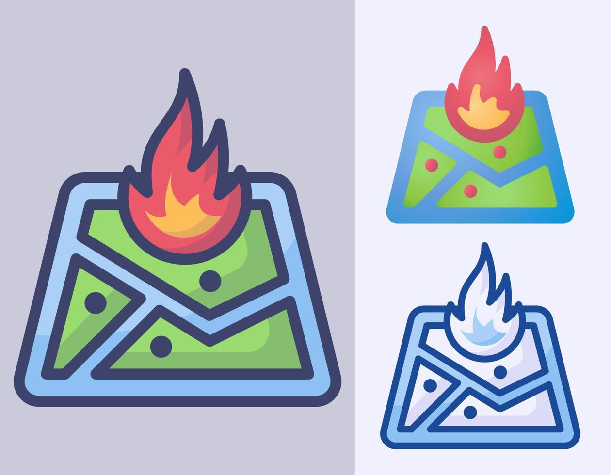 ilustración de vector de dibujos animados de icono de ubicación de fuego