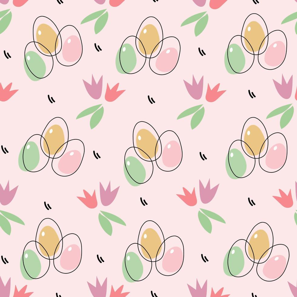 Easter eggs seamless pattern doodle sketch hand drawn vector