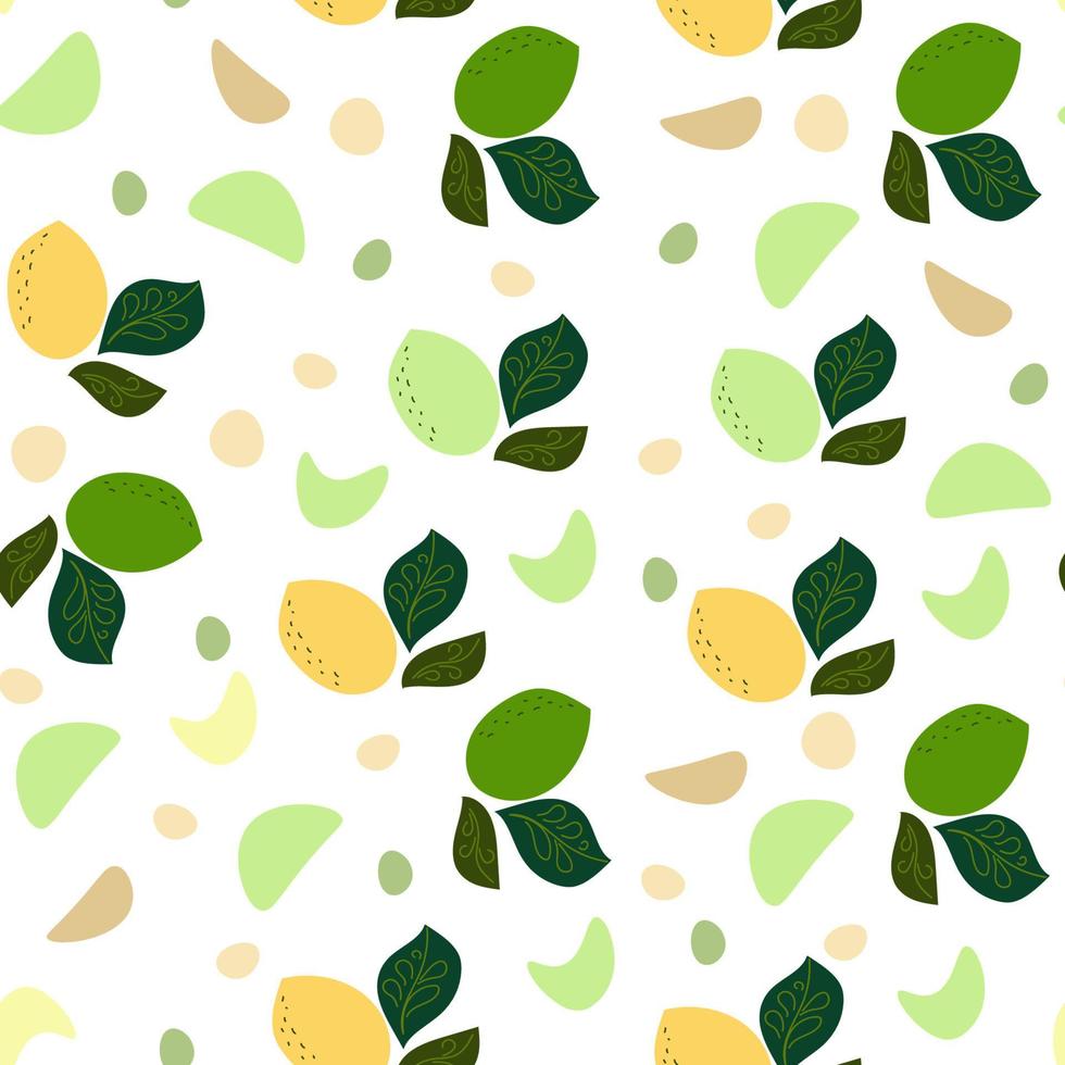 Seamless pattern Lemon fruit with leaves vectop flat design element. vector