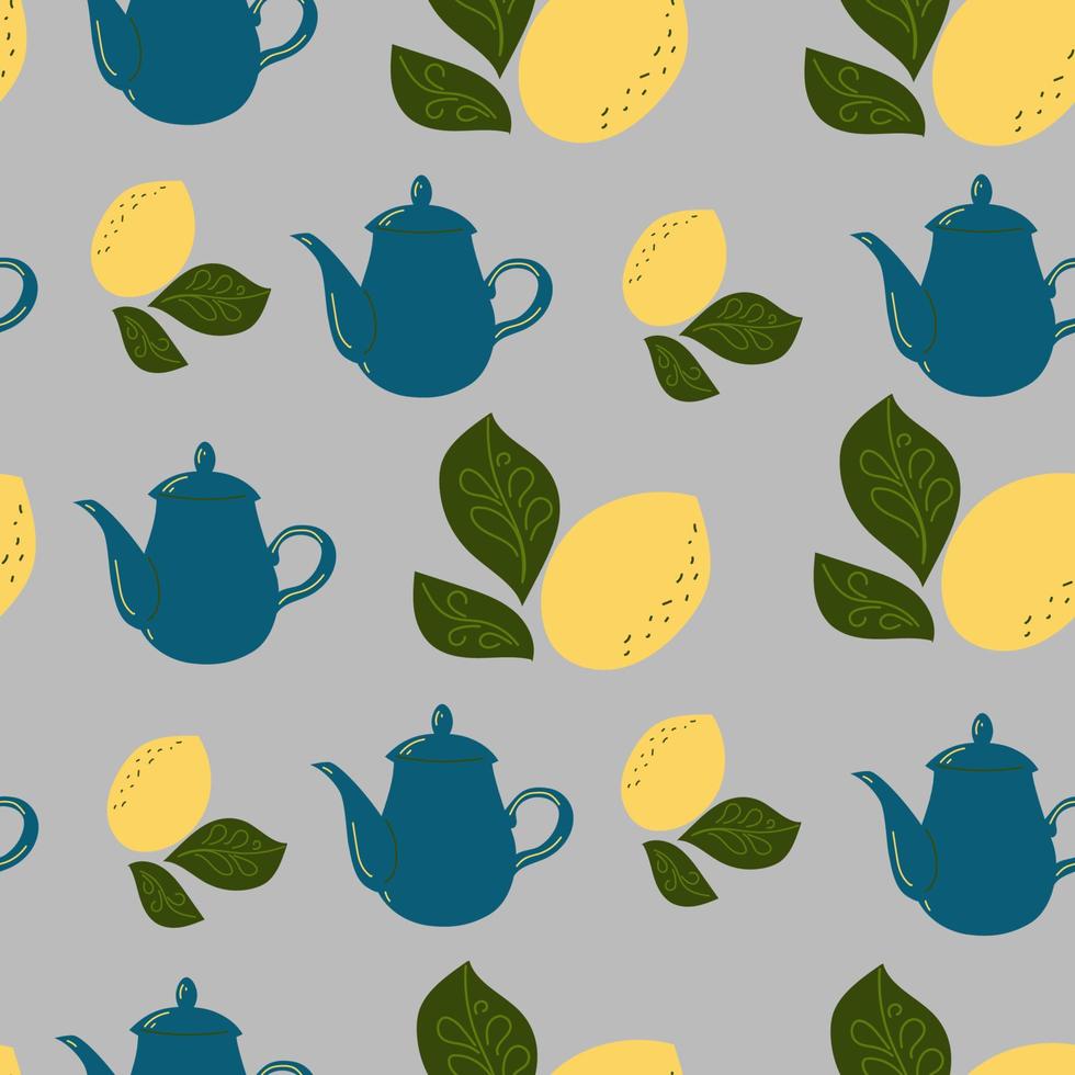 Seamless pattern with lemon tea vector