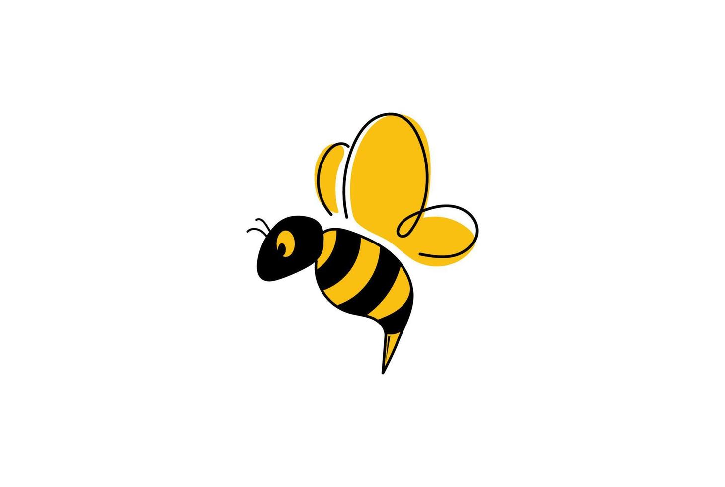 Funny Cute Flying Insect Honey Bee Cartoon Mascot Logo Design Vector