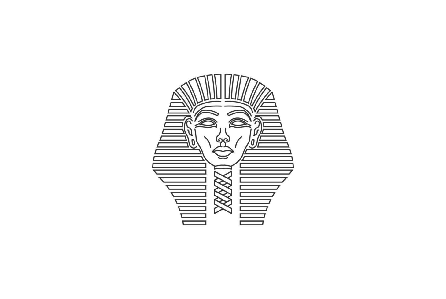 arte lineal rey egipcio firaun ramses faraón cabeza logo diseño vector