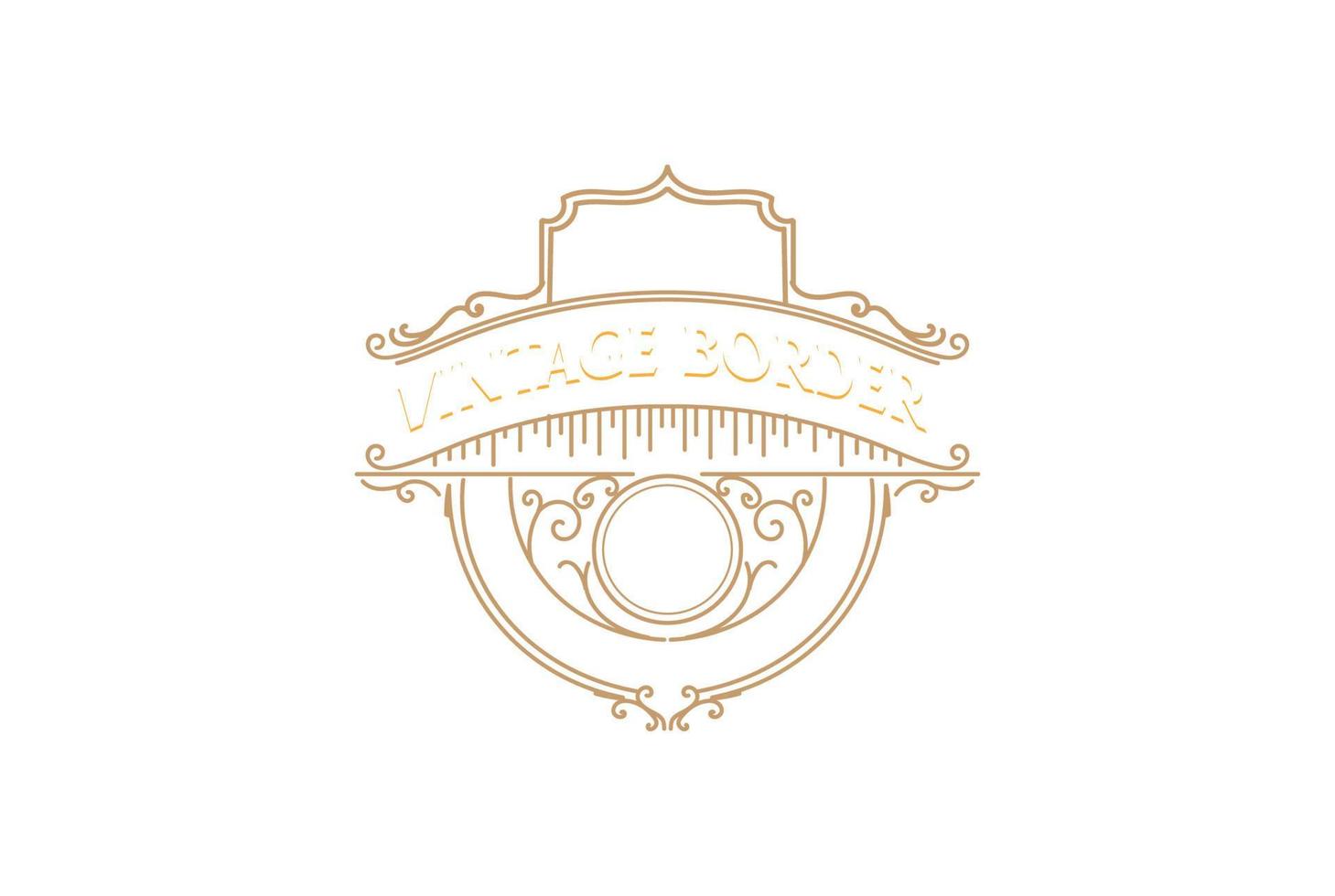 Vintage Retro Golden Blank Frame Border Badge Emblem Label Logo Design Vector