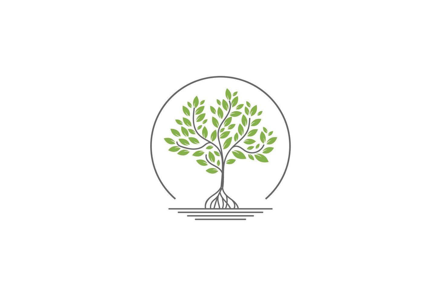 Modern Green Mangrove Plant Tree for Garden Park Conservation Logo Design Vector
