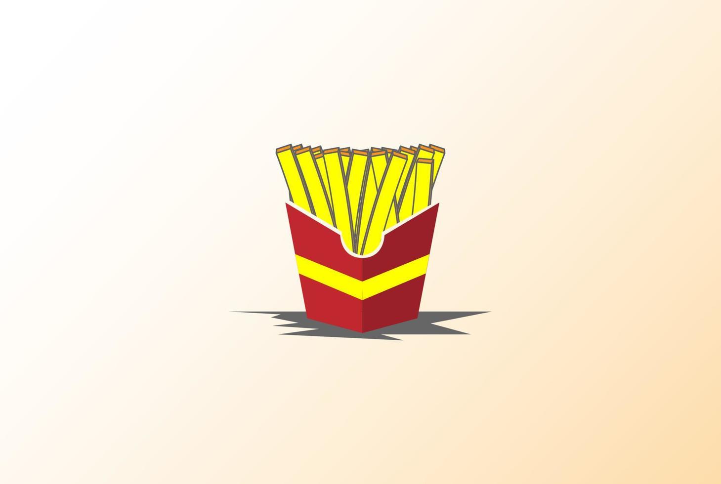 papas fritas simples con caja roja para comida restaurante restaurante café diseño de logotipo vector