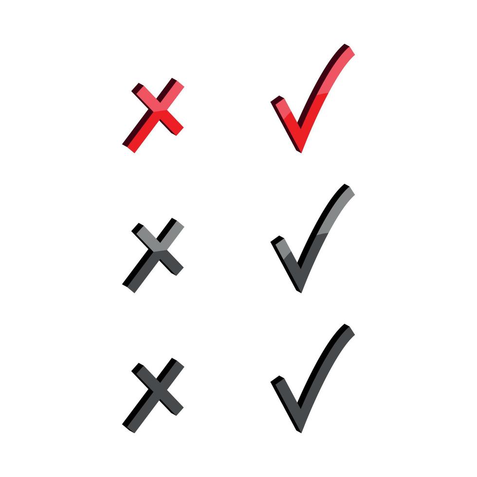 Check Marks And Cross Icon Set vector