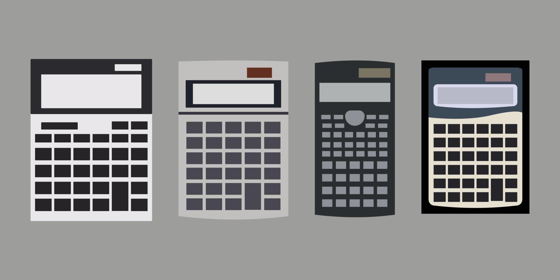 conjunto de iconos de calculadora sobre fondo gris vector