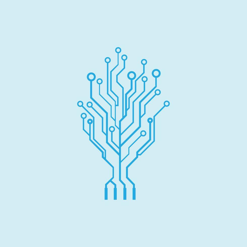 Abstract vector digital technology tree logo.