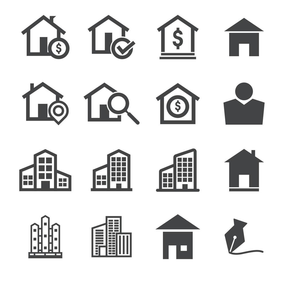 Real estate icon set on white background. vector