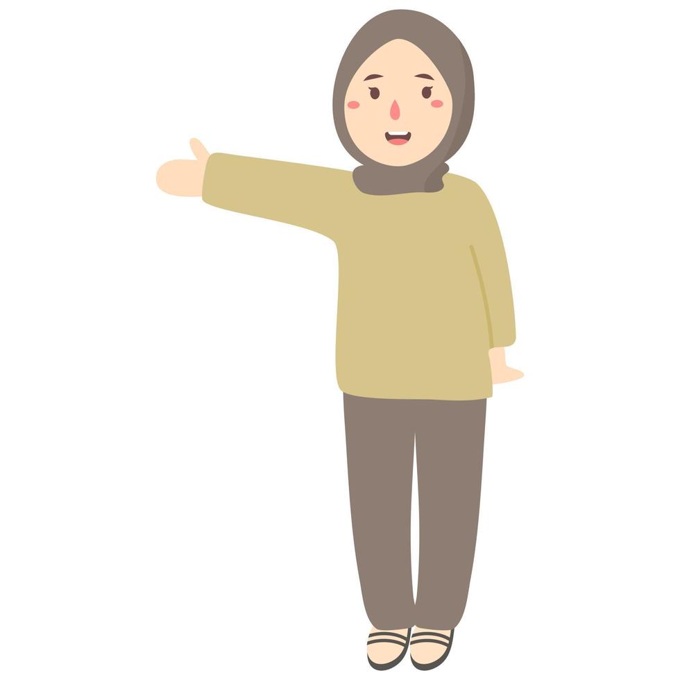 peace sign gestures hijab muslim woman vector
