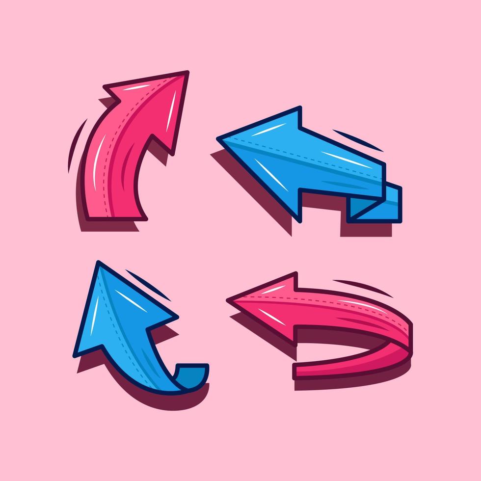 Four arrow stickers in blue and pink color 04 free download vector