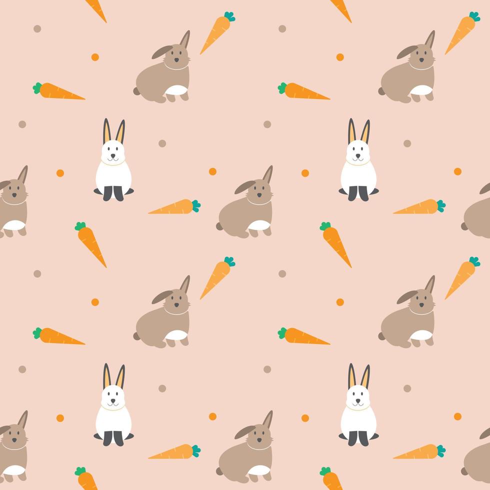 rabbit and carrot cute fabric seamless cute pattern vector
