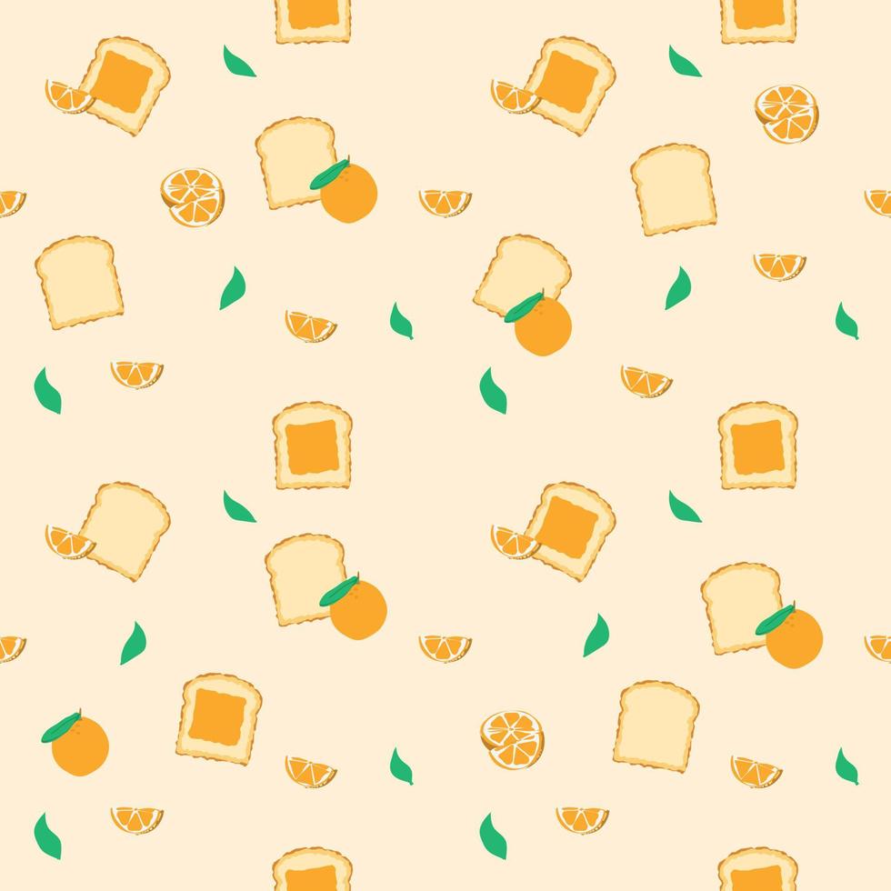 cute orange with bread and jam and in orange background for fabric seamless pattern vector