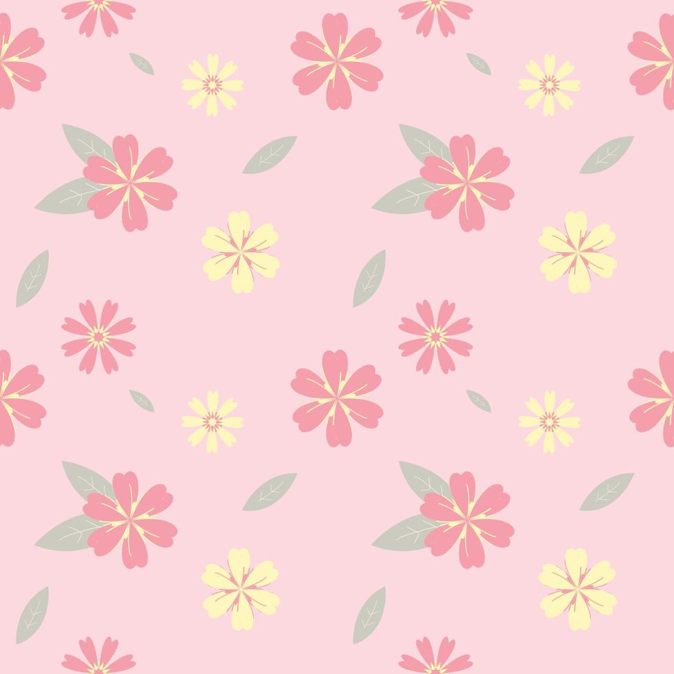 pink flower seamless background for fabric pattern in pastel vector