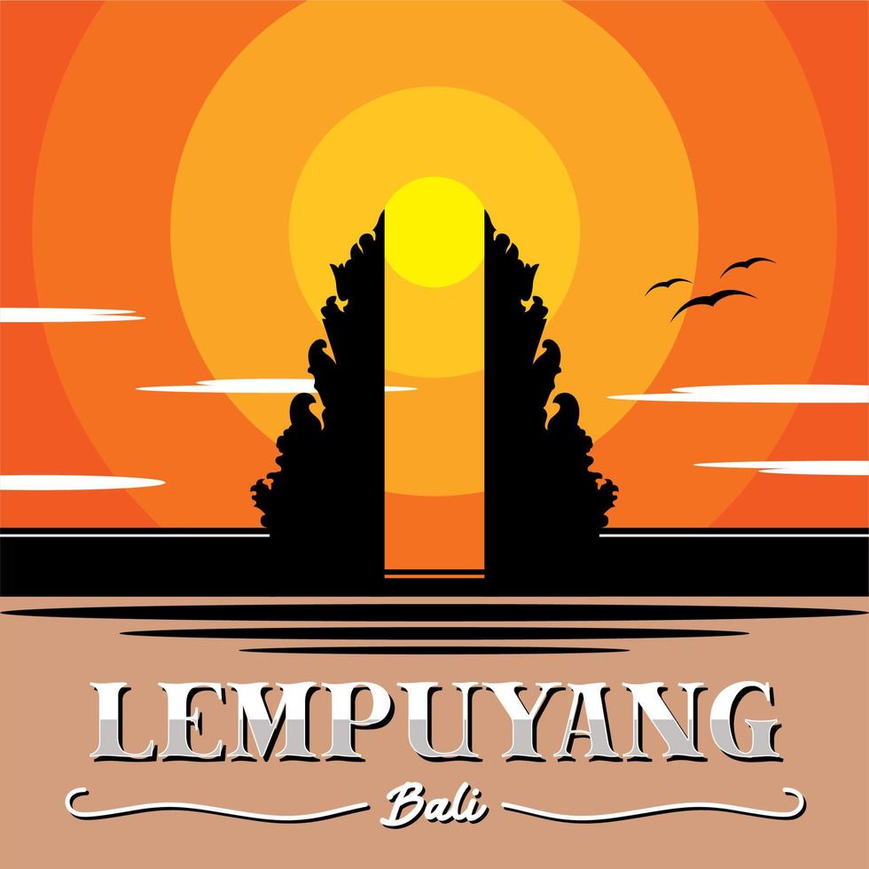 ilustración lempuyang templo puerta silueta bali diseño inspirador vector
