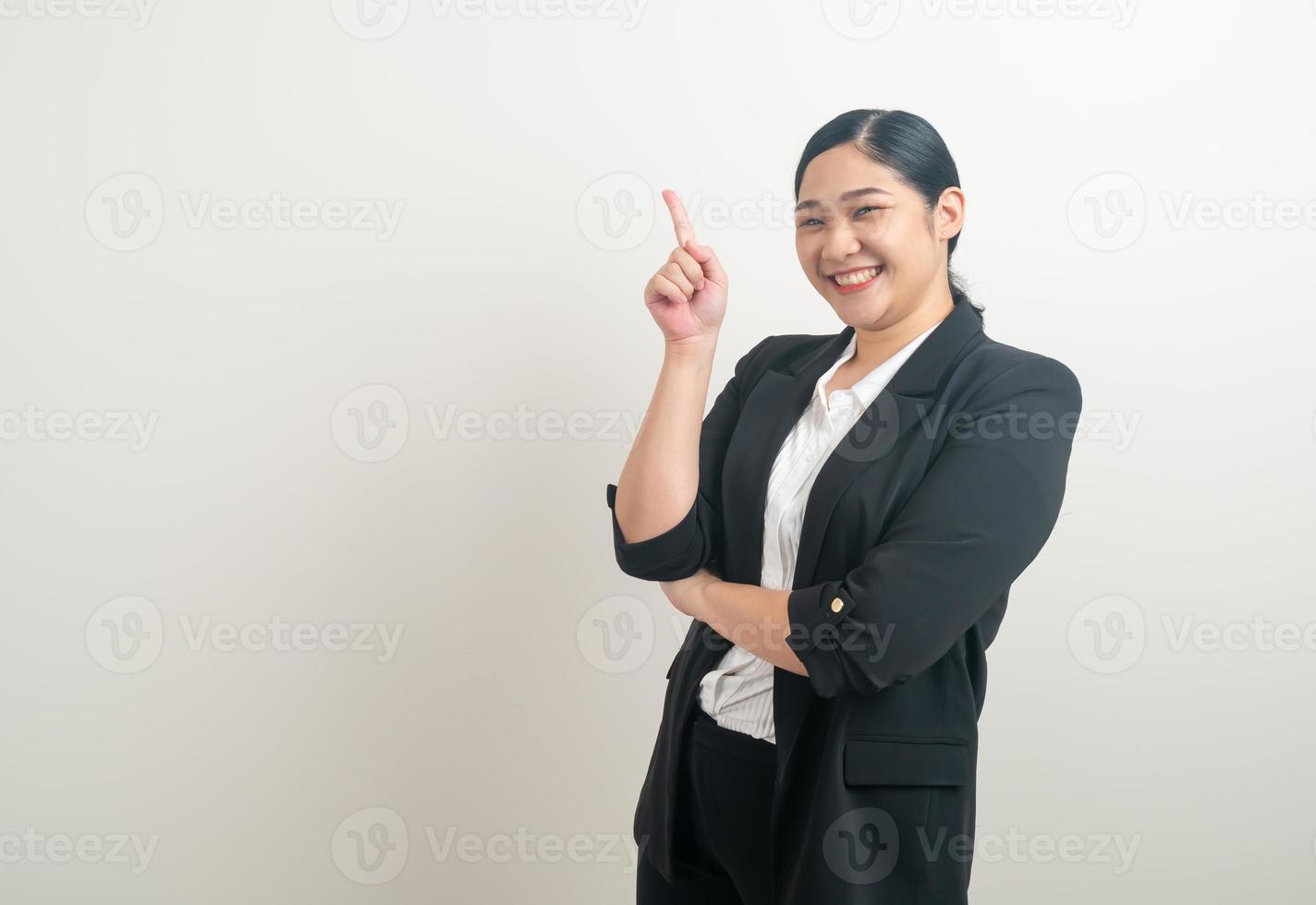 Asian woman thinking with white background photo