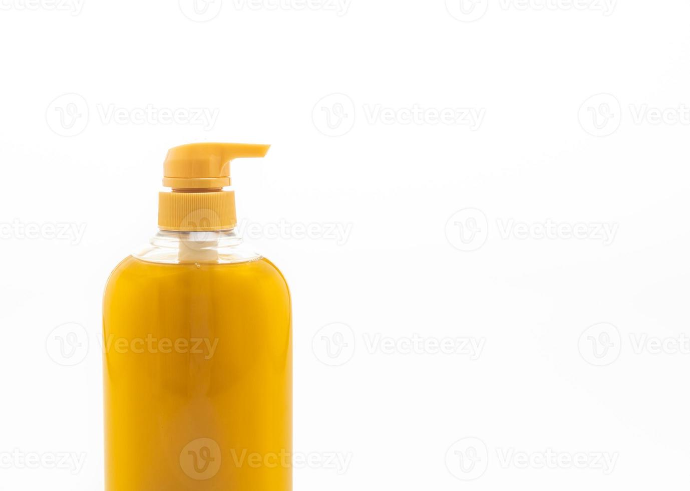 liquid soap bottle on white background photo